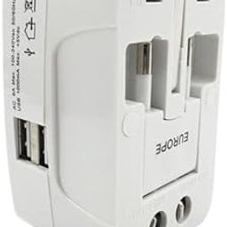 Universal Travel Adapter with Dual USB Ports, International Power Plug Converter, White (Pack of 1)-14
