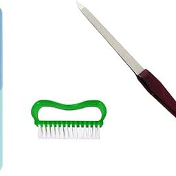 ZAUKY 1Pcs Double Sided Nail Buffer, 1PCS Nail Scrubber Brush Toe Fingernail Cleaner Brush Kit Manicure Brush with 1PCS Simple Plastic Handle Nail Filer (Combo Pack)- Multicolor-image-68