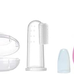 GREST Baby Silicone Pink Nose Cleaner Nasal Aspirator and Baby Silicone Finger Toothbrush with case for Babies-image-63
