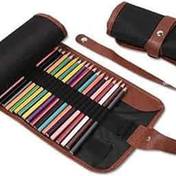KRAFTMASTERS 48 Holes Canvas Wrap Roll Up Pencil Case Pen Bag Holder Handmade Storage Pouch-image-5