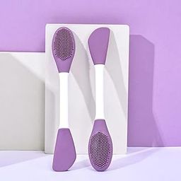 Ticrox Dual-Ended Silicone Face Brush for Deep Cleansing Mask Application Soft Exfoliator Face Scrubber for Women Men Gentle Skin Care Tool for Daily Facial Routine - Purple 2 PCS-image-8