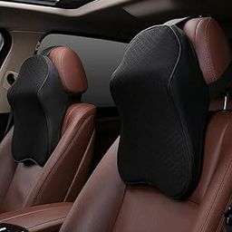 (Pack of 2 Car Neck Rest Pillow Memory Foam Neck Pillow for Car, Car Seat Head Rest Cushion for Neck & Cervical Support - Relieves Neck Pain (Medium, Black) (2 PCS)-image-33