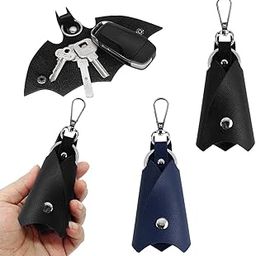 Batman Leather Keychain, PU Sheath Car Key Chain with Snap Button Closure & Quick Release Buckle, Durable Metal Hardware Car Key Cover, Stylish Car Interior Accessory for Multiple Key Types-picture-32