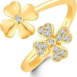 Vighnaharta Gold Rhodium Plated Alloy adjustable Flower shape Ring for Women and Girls [VFJ1656FRRG]-image-20