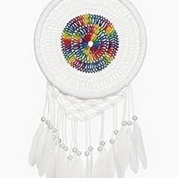 ThincAmaxe Handmade Macrame Dream Catcher Wall Hanging – 8 Inch Width, Round Crochet Design with Feathers & Beads – Boho Wall Decor for Bedroom, Living Room, Nursery, Office-image-77