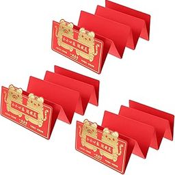 Chinese Red Envelope Hongbao 2022: 3pcs Year of Tiger Lucky Money Packets Foldable Cash Wrap Bag Supply for New Year Spring Festival Style 2-18