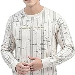 Men's Grey Printed Round Neck Sweatshirt-image-2