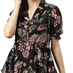 Women's Georgette Floral Flared Western Top | Winter Top | Western Top | Top for Women | Latest Women Top | Trendy Women Top | New Launched-12