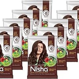 Nisha Hair Colour for Women - Brown 4.0, 10g Each (Pack of 10) | 100% Pure Henna-Based Powder | Long-Lasting Herbal Formula | Reduces Hair Fall & Damage | Ammonia-Free-image-14