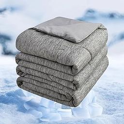 INGEROOM Cooling Comforter for hot Sleepers Absorbs Body Heat to Keep Cool, Cold Tech Fabric,Summer Comforter Machine Washable Cooling Blanket for Hot Sleepers - Twin Size（Grey 60'' x 80''）-image-13