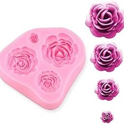 RKPM HOMES Roses Flower Silicone Cake Mold Chocolate Sugarcraft Decorating Fondant Fimo Tools 4 Size Pink Pack of 1 Mold Size - 7 X 6.5 X 1.5 Cm-image-33