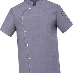 Men Women Chef Coat Jacket Short Length Sleeve Chef Clothes Summer for Pub L-picture-18