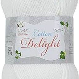 Surbhi Select Store presents Ganga Acrowools Cotton Delight Knitting Yarn, 100% cotton DK weight yarn. It has an excellent stitch definition and gives a matte finish to your knitted/crocheted summer/winter projects. Soft Hand Knitting Fancy Wool Ball Yarn to unleash creativity of Kniting and crochet. These soft wool balls can be used for Art & Craft, babywear, baby blanket, sweaters, ponchos, mufflers, socks, caps; threads works best with crochet hook needle; Avialable in multicolor (Pack of 1 ball = 100 grams).:; (COD001 - White)-10