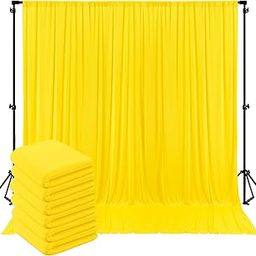 16ft×8ft,Yellow 4 Panels 4×8ft Soft Silky Polyester Photo Backdrop Drapes for Birthday Wedding Baby Shower Baptism Photo Photography-image-55