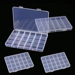 Nutabevr 4 x Plastic Storage Box with 24 Compartments, Storage Box for Small Plastic Parts with Label, Jewellery Storage, Buckle, Crafts, Beads, Jewellery, Small Parts-picture-28