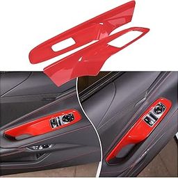 Window Lift Switch Cover Compatible with Chevrolet Corvette C8 Stingray 2020-2024, ABS Window Lift Switch Panel Decoration Frame Trim Cover (Red)-31