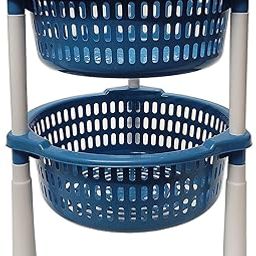 2-Tier Plastic Multipurpose Storage Basket Rack for Kitchen, Bathroom & Office | Fruit & Vegetable Organizer Stand (Multicolor)-image-39