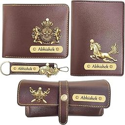 All in One Men's Combo Gift Genuine Leather Wallets, Key Chain, Eyewear Case & Passport Cover - gift men - special gifts for men - birthday gift - customised gifts - Pack Of 4-picture-40