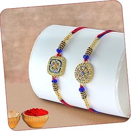 Rakhi Set for Brother, Rakhi for Brother Designer rakhi Set of 2 for Boy Men, Meenakari Rakhis for Rakshabandhan, Raksha Bandhan Set for Bhaiya, Raksha Sutra for Boy Men, Best Wishes Card with Tilakk-image-65