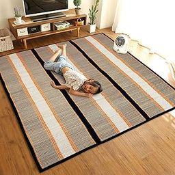 Haus Fabula Natural Madurkathi Handcrafted Chatai Mat Large/Yoga Mat/Prayer Mat/Floor Mat for Home, Office, Boutiques, Shops |Sleeping Mat for Floor, 6.5 X 4.5 Feet, Black-image-69