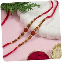 Rudraksha Beads Rakhi With Roli Chawal & Rakshabandhan Card for Men/Bro/Brother (R365-2) (Pack of 2)-19