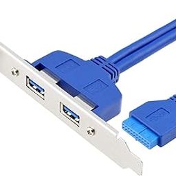 CABLESETC 2 Port USB 3.0 Type A Female Slot Plate - Motherboard Header Adapter - Header Connection Adapter - Panel - USB to 20-pin IDC with 120mm Standard Profile Bracket and 0.5m Wire-15