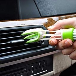 St-Car Brush Multi Function Cleaning Brush for Car Air/Ac Vent - 2 Microfiber Sleeves Blinds Cleaner Tools for Keyboard Window Leaves Blinds Shutter., Plastic Handle-4