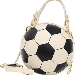 LOOM TREE Football Shaped Body Bag Purse Wallet PU Shoulder Bag for Work Evening White-image-52