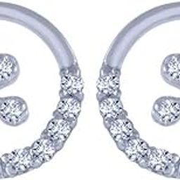 14k (585) White Gold and Diamond Stud Earrings for Women-image-81