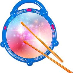 Gooyo GY168-23 Battery Operated 3D Flash Drum Toy with Flash Light & Music Effects | Dynamic Musial Instrument Toy with 2 Mallets for Toddlers | Blue Color, Power Source: 3xAA Battery (Not Included)-9