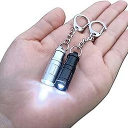 Smallest Keychain Flashlight Super Micro Mini Small Tiny Led flashlight, Bright Key Ring Light Torch for EDC Emergency Dog Walking Sleeping Reading Gift for Student Kids or Parents (black white 2PCS)-14