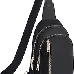 Sling Bag for Women and Men, Fanny Pack Crossbody Bags for Women, Sling Backpack Nylon Anti theft Travel Purse, Black-image-123