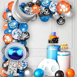 Party Propz Space Theme Birthday Decoration Kit - 55Pcs, Planet & Astronaut Rocket Moon & Stars Foil Balloons, Multicolor-14