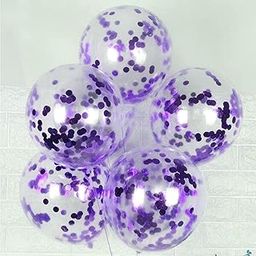 AMFIN (Pack of 20) Confetti Balloons with Matching Ribbion, Party Decoration Items - Purple-1