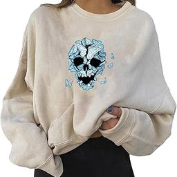 Fall Halloween Sweatshirts Pullover Tops for Women Butterfly khaki 3XL-65