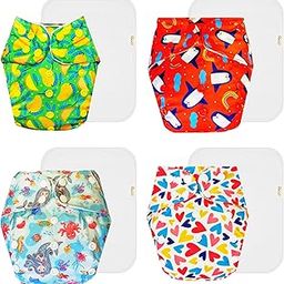 Dumbledo Premium Cloth Diaper with Cotton Insert (Pack of 4) | Snug Fit | Reusable & Washable | Easy to Clean | Perfect for Indian Summers | 3 Months – 3 Years | Unisex Baby-image-77