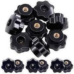 GK MART Star Knob Grip Handle Fully Open Thro Hole Female Thread M8 x 38mm Head Diameter Brass Insert Bakelite Black Handle Suitable for All Type of Machine Tools - 3 Nos-image-56