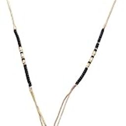 Elegant Mangalsutra Necklace with Crystal Flower Pendant, Black Beaded Chain, Gold-Toned-image-11