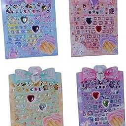 Crackles Self Adhesive Super Shiny and Glittery Nail Art Stickers Along with Crystals, 3D Puffy Stickers and Shiny Stickers for Girls for Birthday Return Gifts - Pack of 4 Sheets-image-23