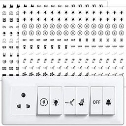 COOFANDY Transparent Switch Identifier for Fan Heater Bed Bathroom Kitchen Garage Laundry Room, Labels 3-A4 Sheets for Electric Board Appliances, 27 Designs & 495 Stickers For White And Black Switches-image-44