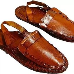 QADUMI Men Royal & Traditional Style Leather Ethnic Brown Kolhapuri Chappals/Sandals/Mojaris-image-62
