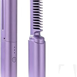 FamilyFeves Wireless Hair Straightening Brush | Rechargeable Hair Heat Comb Straightener For Women | Cordless Electric Hair Styling Brush with Negative Ion, 3 Gear Control-image-96