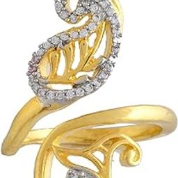 Alpana Paisley Open Finger Ring|Women's Gold Ring|American Diamond|Festive|Diwali|Party|Wedding|Gift-image-10