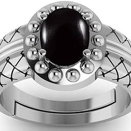 4.25 Ratti / 3.50 Carat Natural Black Onyx Original Certified Hakik Gemstone Silver Plated Ring For Women Jewelry & Gift For her-image-59