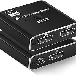 RuhZa Displayport Switch, 8K@30Hz Bi-Directional DP 1.4 Switcher, Two-Way DP Switch Selector Box 2x1 or 1x2, 4K@120Hz Manual Display Port Splitter 2 in 1 Out (DP BI Directional Switch)-29