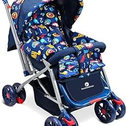 StarAndDaisy Stroller for Boy & Girl 0 to 3 Years/Pram for Baby with Lightweight/Baby Strolller with 5-Point Safety Harness, Adjustable Backrest, 360° Swivel Wheel, Storage Basket-(Digit Print)-image-58
