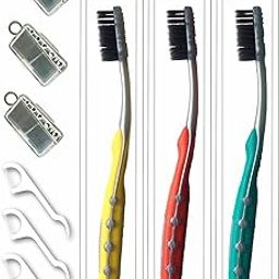 Bigbro Kid,Teen,Adult Manual Toothbrush Extra Soft Black Bristle With Cap And Dental Floss And Cover (Super Saver Pack Of 3)-image-52