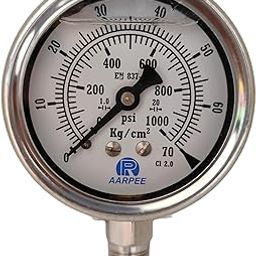 Pressure Gauge, 63mm (2.5inch), 0-1000 PSI (0-70 Kg/cm²), SS304 Casing, +/-2% (3/8" BSP)-picture-20