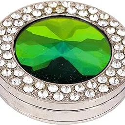 premsons Premsons® Foldable Purse Holder Hook - Handbag Hanger for Table Desk - Bling Rhinestone Bag Holder for Women - Round Shape - Green-picture-3