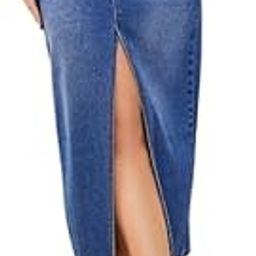 Denim Skirt for Women | Classic A-Line High Rise Jean Skirt | Slim Fit Stretch Denim Skirt for Casual Wear | Classic High-Waisted Jean Skirt with Frayed Hem-image-47